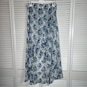 Mi Ami Blue Floral High-Low Skirt‎ S Side Zip Romantic Flow Boho
